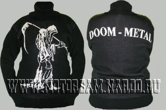 Мужской свитер - DOOM - METAL с высоким воротником
